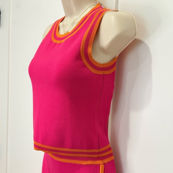 House of Harlow 1960 Knit Skirt Set Small Pink Orange Y2K Retro Two Piece Crop - Picture 4 of 9